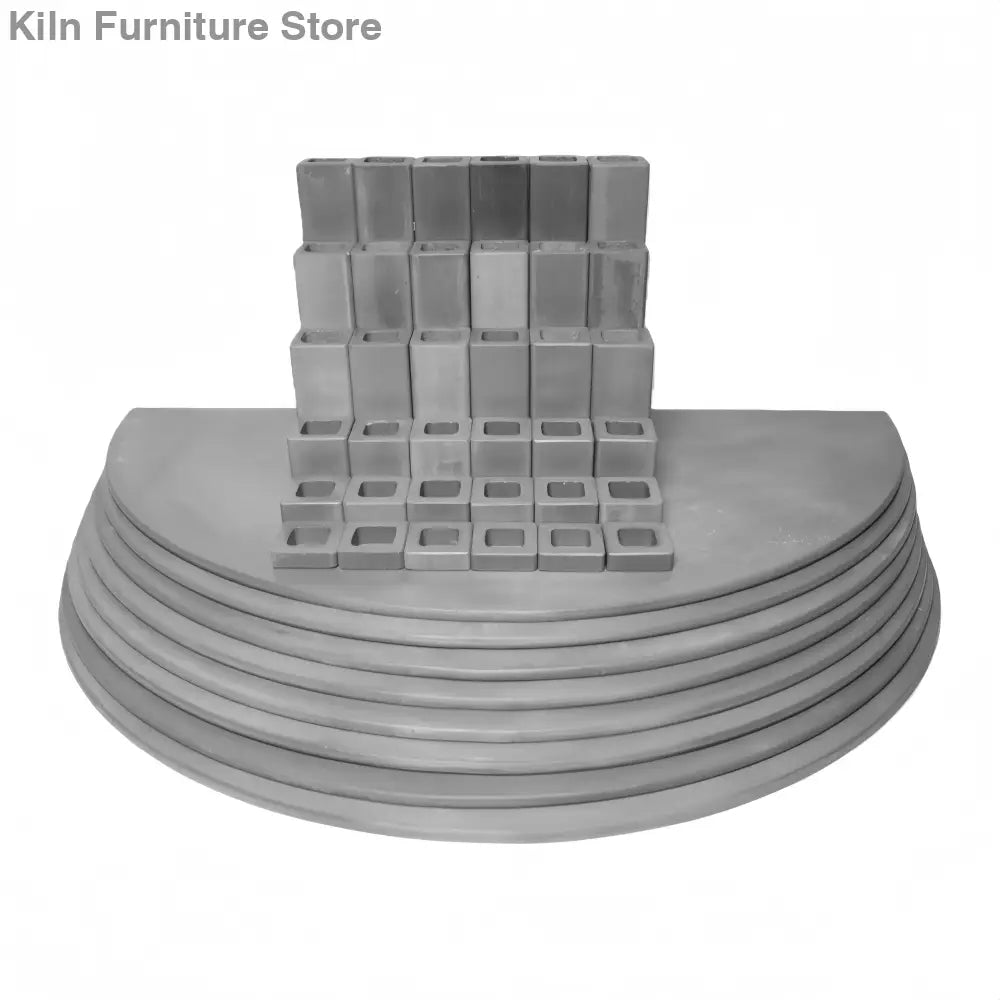 L&L Kiln Furniture Kit for e28T-3 Easy-Fire - 25’’ x 12.5’’ x 5/16’’ Half Round: 8 pcs / Posts: 36 pcs