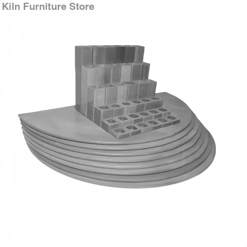 L&L Kiln Furniture Kit for e28T-3 Easy-Fire - 25’’ x 12.5’’ x 5/16’’ Half Round: 8 pcs / Posts: 36 pcs