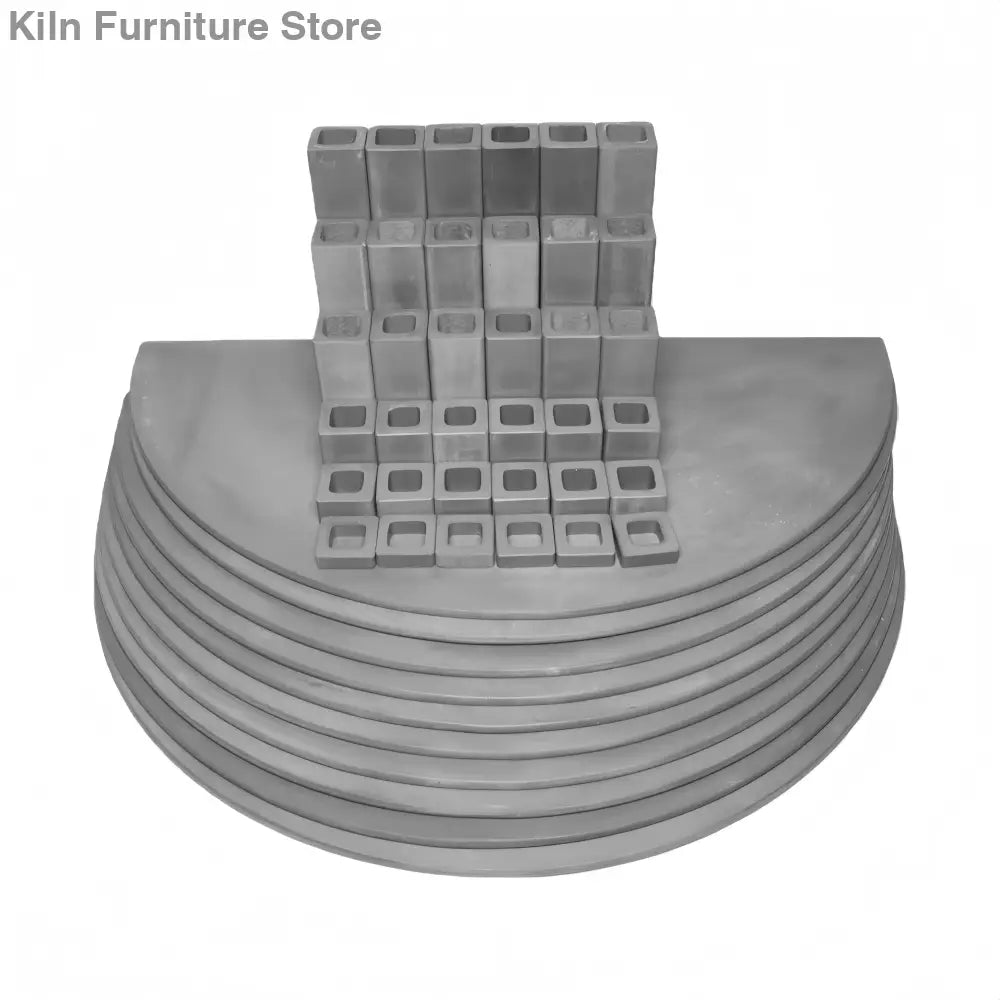 L&L Kiln Furniture Kit for JD2936-3 Jupiter - 25’’ x 12.5’’ x 5/16’’ Half Round: 10 pcs / Posts: 36 pcs
